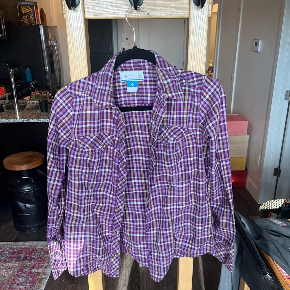 Retro Columbia flannel button up womens size small